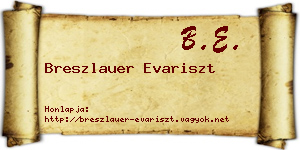 Breszlauer Evariszt névjegykártya